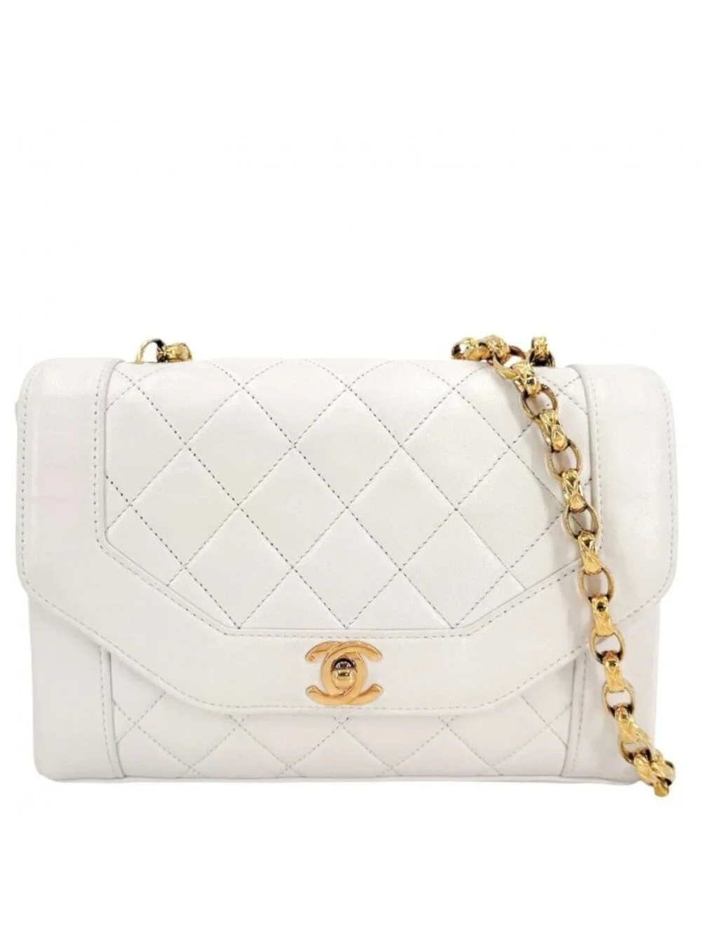 Chanel Shoulder Bag Quilted Diana Chain CC Logo Crossbody Turnlock Lambskin